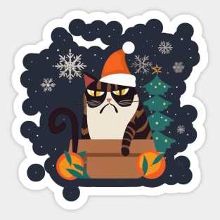 Grumpy Christmas Cat. Christmas Cat 2024 Sticker